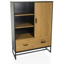 AMIO H - Büroschrank Schwarz/Eiche