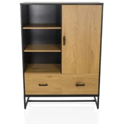AMIO H - Büroschrank Schwarz/Eiche