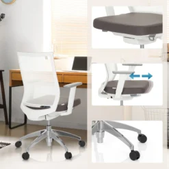 ASPEN WHITE - Profi Bürostuhl Grau/Weiß