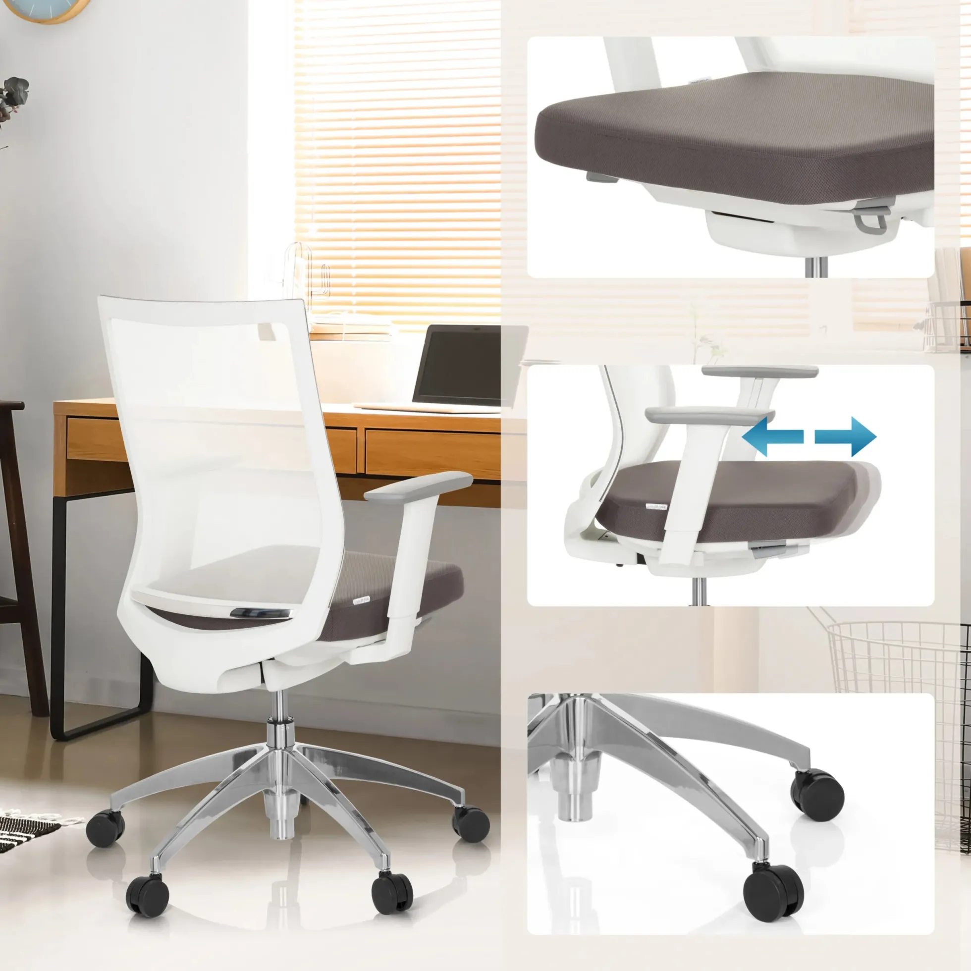 ASPEN WHITE - Profi Bürostuhl Grau/Weiß