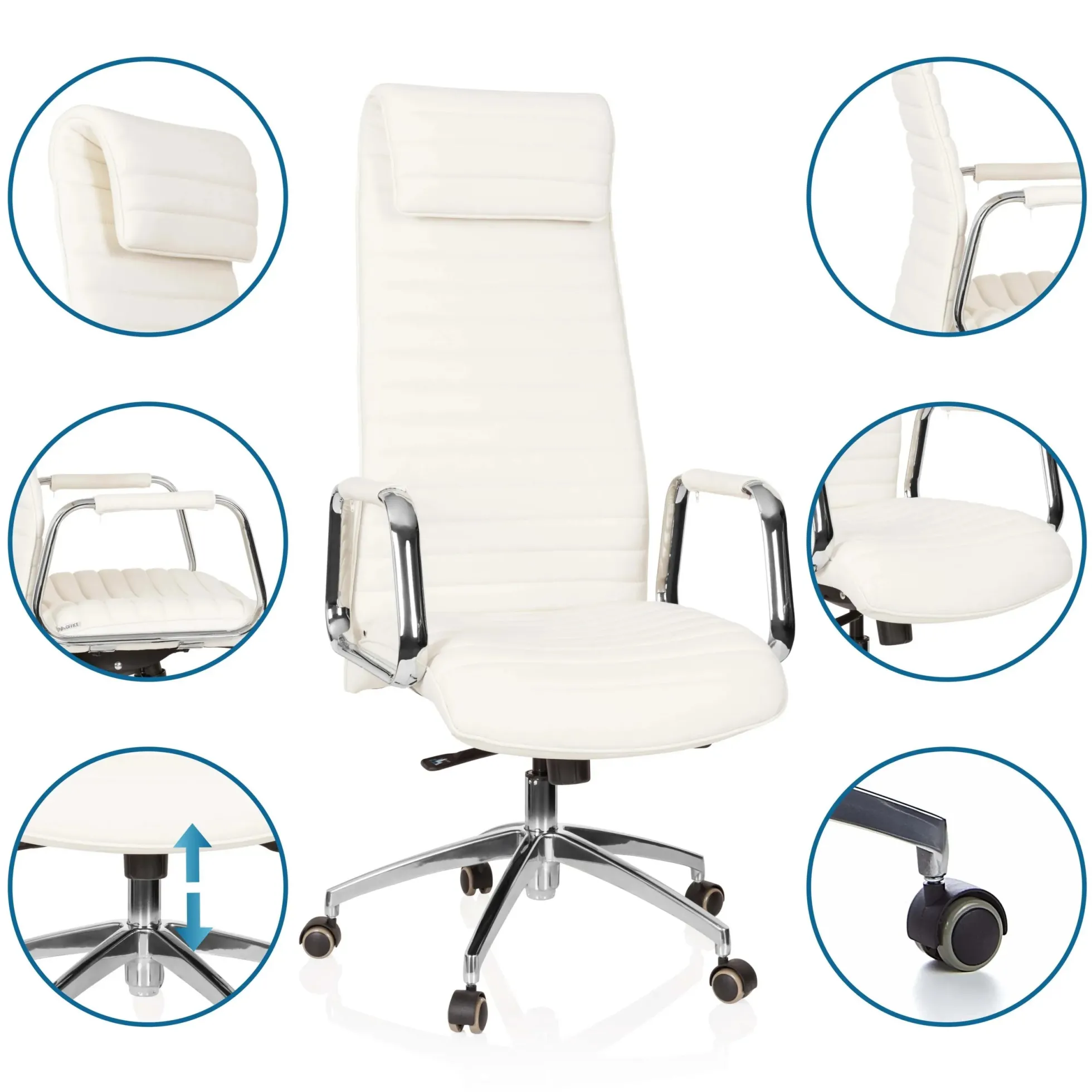 ASPERA 20 - Luxus Chefsessel Cremeweiß