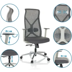 AZURRO WHITE - Profi Bürostuhl Grau