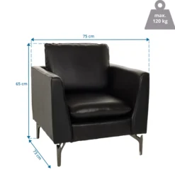 BAVERO | 1-Sitzer | Kunstleder - Loungesessel Schwarz