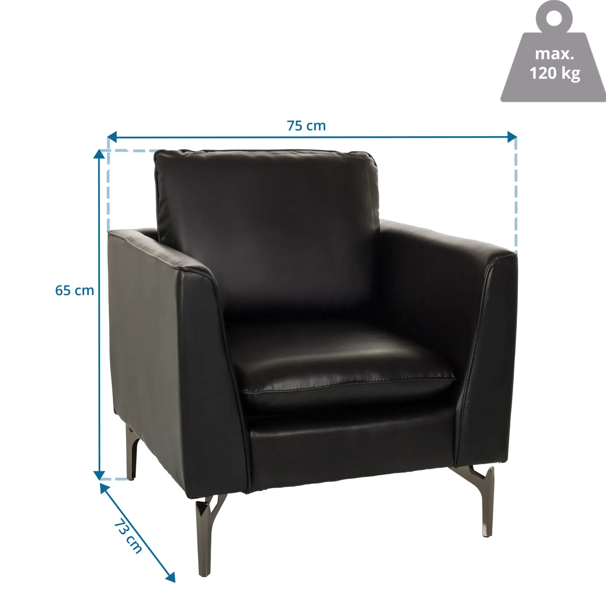 BAVERO | 1-Sitzer | Kunstleder - Loungesessel Schwarz