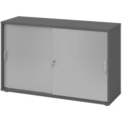 BETA S 1752S | Schiebetürenschrank | 2 OH Bogengriff Metall Graphit/Silber