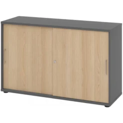 BETA S 1752S | Schiebetürenschrank | 2 OH Metallgriff Graphit/Eiche