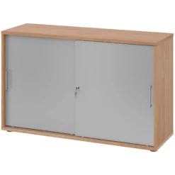 BETA S 1752S | Schiebetürenschrank | 2 OH Metallgriff Nussbaum/Silber