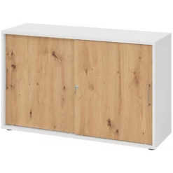 BETA S 1752S | Schiebetürenschrank | 2 OH Metallgriff Weiß/Asteiche