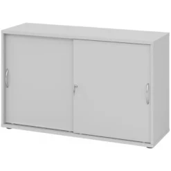 BETA S 1752S | Schiebetürenschrank | 2 OH Bogengriff Metall Grau