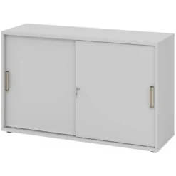 BETA S 1752S | Schiebetürenschrank | 2 OH Streifengriff Kunststoff Grau