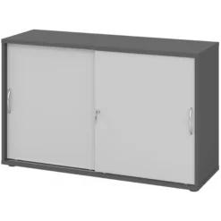 BETA S 1752S | Schiebetürenschrank | 2 OH Bogengriff Metall Graphit/Grau