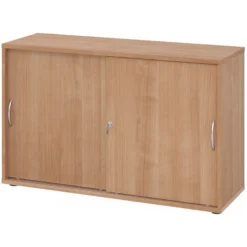 BETA S 1752S | Schiebetürenschrank | 2 OH Bogengriff Metall Nussbaum