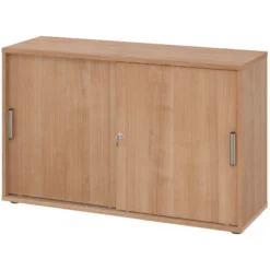 BETA S 1752S | Schiebetürenschrank | 2 OH Streifengriff Kunststoff Nussbaum