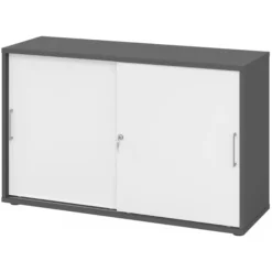 BETA S 1752S | Schiebetürenschrank | 2 OH Metallgriff Graphit/Weiß