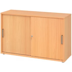 BETA S 1752S | Schiebetürenschrank | 2 OH Streifengriff Kunststoff Buche