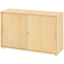 BETA S 1752S | Schiebetürenschrank | 2 OH Bogengriff Metall Ahorn