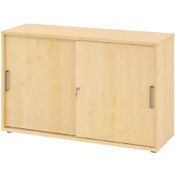 BETA S 1752S | Schiebetürenschrank | 2 OH Streifengriff Kunststoff Ahorn