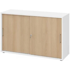 BETA S 1752S | Schiebetürenschrank | 2 OH Metallgriff Weiß/Eiche