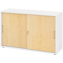 BETA S 1752S | Schiebetürenschrank | 2 OH Metallgriff Weiß/Ahorn