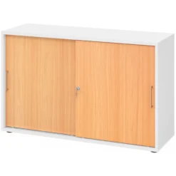 BETA S 1752S | Schiebetürenschrank | 2 OH Metallgriff Weiß/Buche