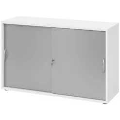 BETA S 1752S | Schiebetürenschrank | 2 OH Bogengriff Metall Weiß/Silber