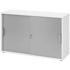 BETA S 1752S | Schiebetürenschrank | 2 OH Chromgriff Metall Weiß/Silber