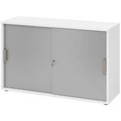 BETA S 1752S | Schiebetürenschrank | 2 OH Streifengriff Kunststoff Weiß/Silber