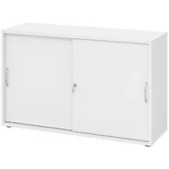 BETA S 1752S | Schiebetürenschrank | 2 OH Bogengriff Metall Weiß