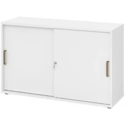 BETA S 1752S | Schiebetürenschrank | 2 OH Streifengriff Kunststoff Weiß