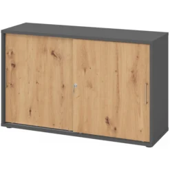 BETA S 1752S | Schiebetürenschrank | 2 OH Metallgriff Graphit/Asteiche