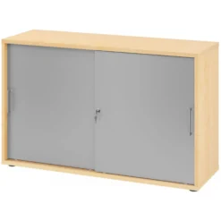BETA S 1752S | Schiebetürenschrank | 2 OH Metallgriff Ahorn/Silber