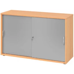 BETA S 1752S | Schiebetürenschrank | 2 OH Bogengriff Metall Buche/Silber