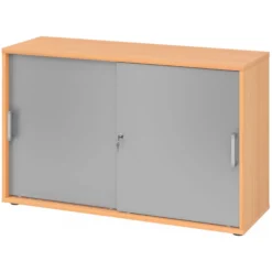 BETA S 1752S | Schiebetürenschrank | 2 OH Chromgriff Metall Buche/Silber