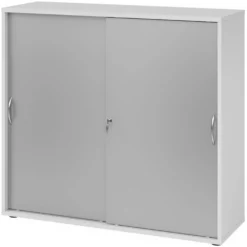 BETA S 1753S | Schiebetürenschrank | 3 OH Bogengriff Metall Grau/Silber