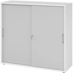 BETA S 1753S | Schiebetürenschrank | 3 OH Metallgriff Weiß/Grau