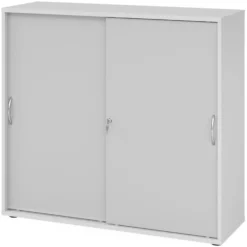 BETA S 1753S | Schiebetürenschrank | 3 OH Bogengriff Metall Grau