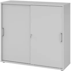 BETA S 1753S | Schiebetürenschrank | 3 OH Chromgriff Metall Grau