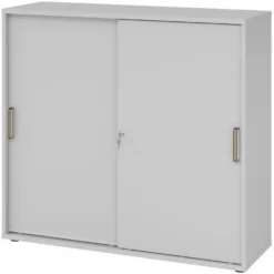 BETA S 1753S | Schiebetürenschrank | 3 OH Streifengriff Kunststoff Grau