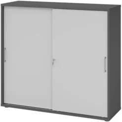 BETA S 1753S | Schiebetürenschrank | 3 OH Metallgriff Graphit/Grau