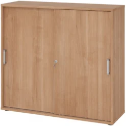 BETA S 1753S | Schiebetürenschrank | 3 OH Chromgriff Metall Nussbaum