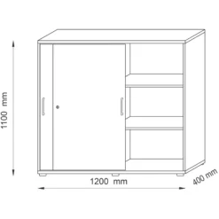 BETA S 1753S | Schiebetürenschrank | 3 OH Bogengriff Metall Buche