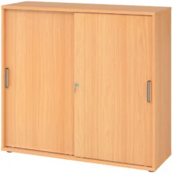 BETA S 1753S | Schiebetürenschrank | 3 OH Streifengriff Kunststoff Buche