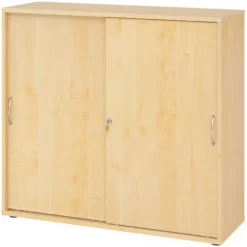 BETA S 1753S | Schiebetürenschrank | 3 OH Bogengriff Metall Ahorn
