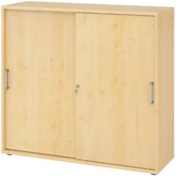 BETA S 1753S | Schiebetürenschrank | 3 OH Chromgriff Metall Ahorn