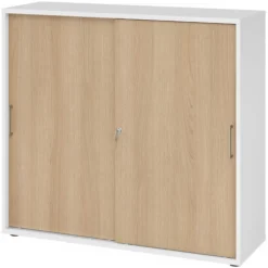 BETA S 1753S | Schiebetürenschrank | 3 OH Metallgriff Weiß/Eiche