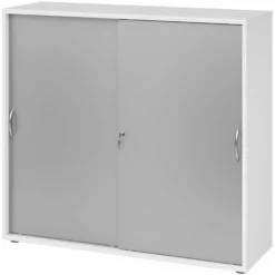 BETA S 1753S | Schiebetürenschrank | 3 OH Bogengriff Metall Weiß/Silber