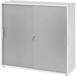 BETA S 1753S | Schiebetürenschrank | 3 OH Relinggriff Kunststoff Weiß/Silber