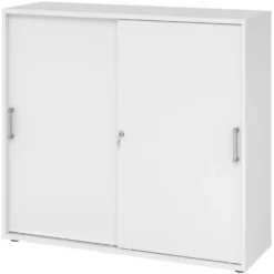 BETA S 1753S | Schiebetürenschrank | 3 OH Chromgriff Metall Weiß