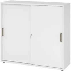 BETA S 1753S | Schiebetürenschrank | 3 OH Streifengriff Kunststoff Weiß