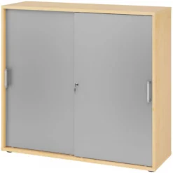 BETA S 1753S | Schiebetürenschrank | 3 OH Chromgriff Metall Ahorn/Silber